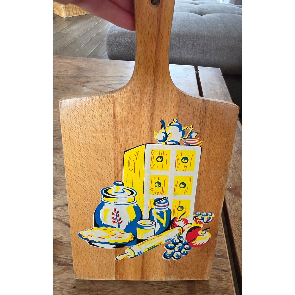 Vintage Wood Cutting Board Retro Kitchen Pantry Scene